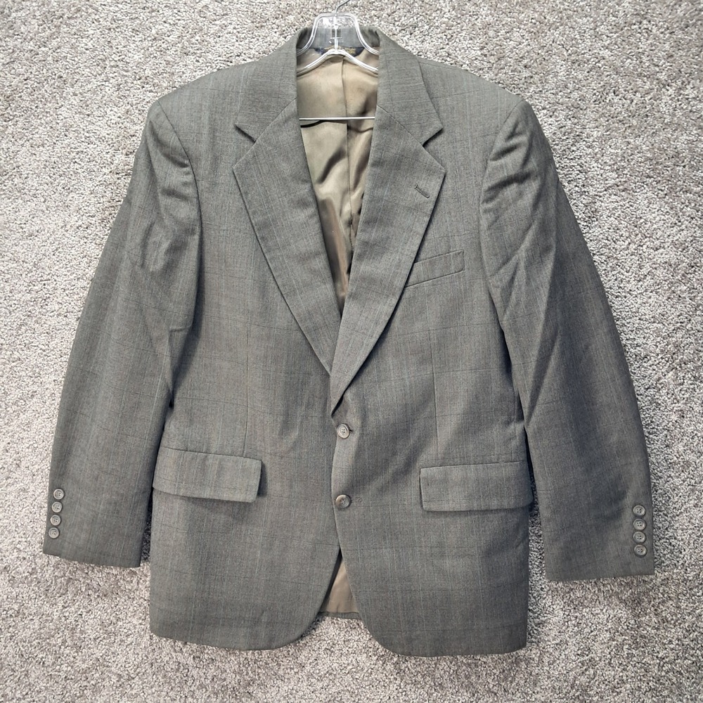 Embassy Square Mens Grey Glen Plaid 100% Pure Wool Blazer Sport Coat Made in USA